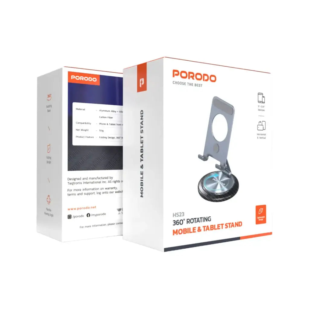 Porodo 360° Rotating Mobile & Tablet Stand(PD-HSM25-GY) Porodo 360° Rotating Mobile & Tablet Stand(PD-HSM25-GY)
